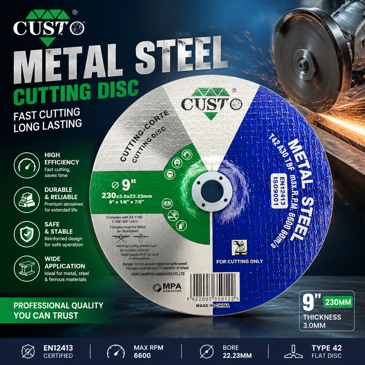 Disco de corte para metal 230x3